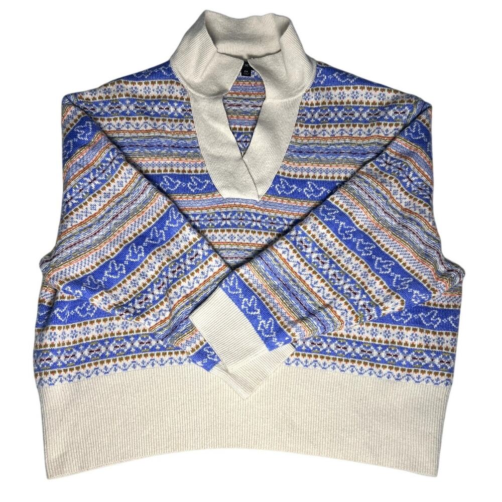 J Crew Fair Isle Johnny Collar Multi Color Sweater Size 2X Plus